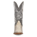 Cowboy boot with detailed pattern on a white background