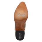 Close-up of a shoe sole with brand logo on a white background