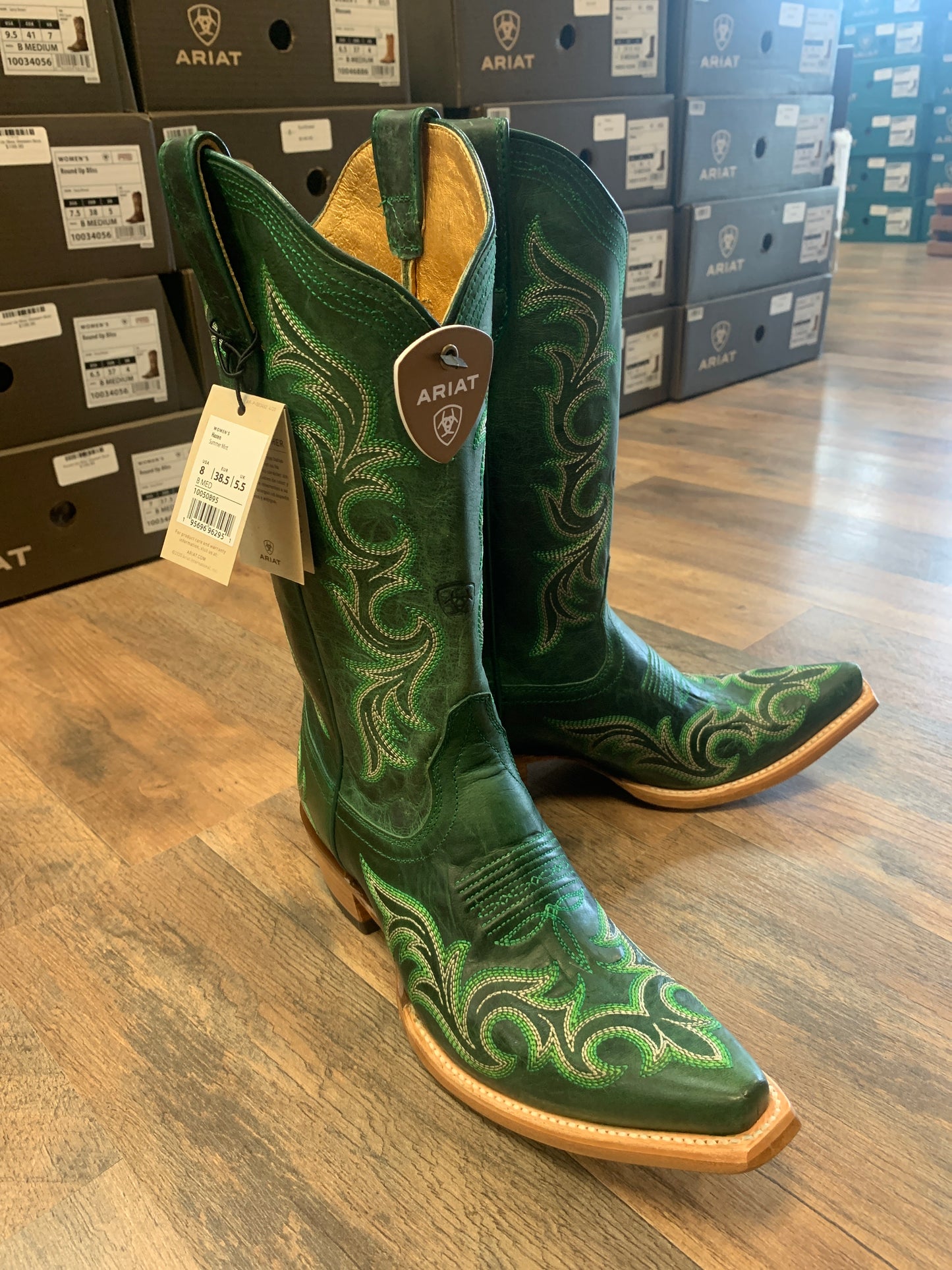 ARIAT WOMEN'S HAZEN GREEN WESTERN BOOTS - SNIP TOE