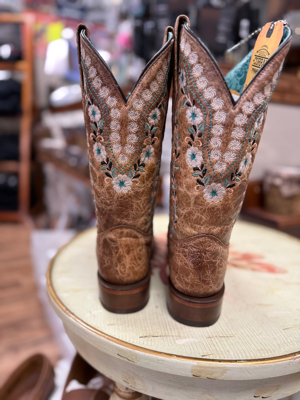 Corral Women's Floral Blacklight Western Boots - Square Toe A4398