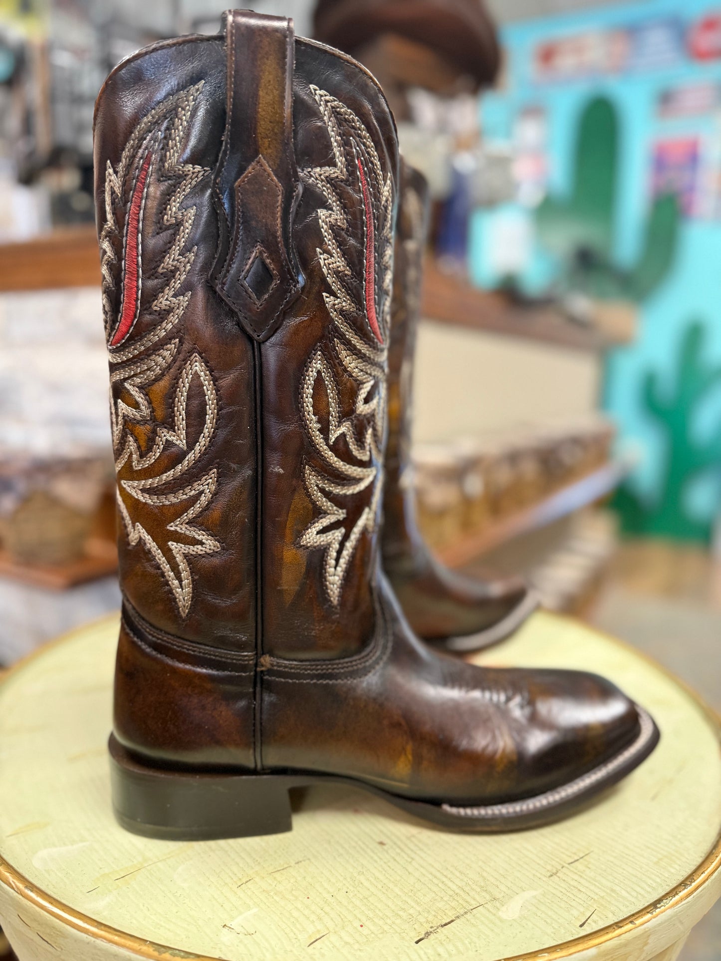 CORRAL MEN'S BLACK HONEY EMBROIDERY WIDE SQUARE TOE