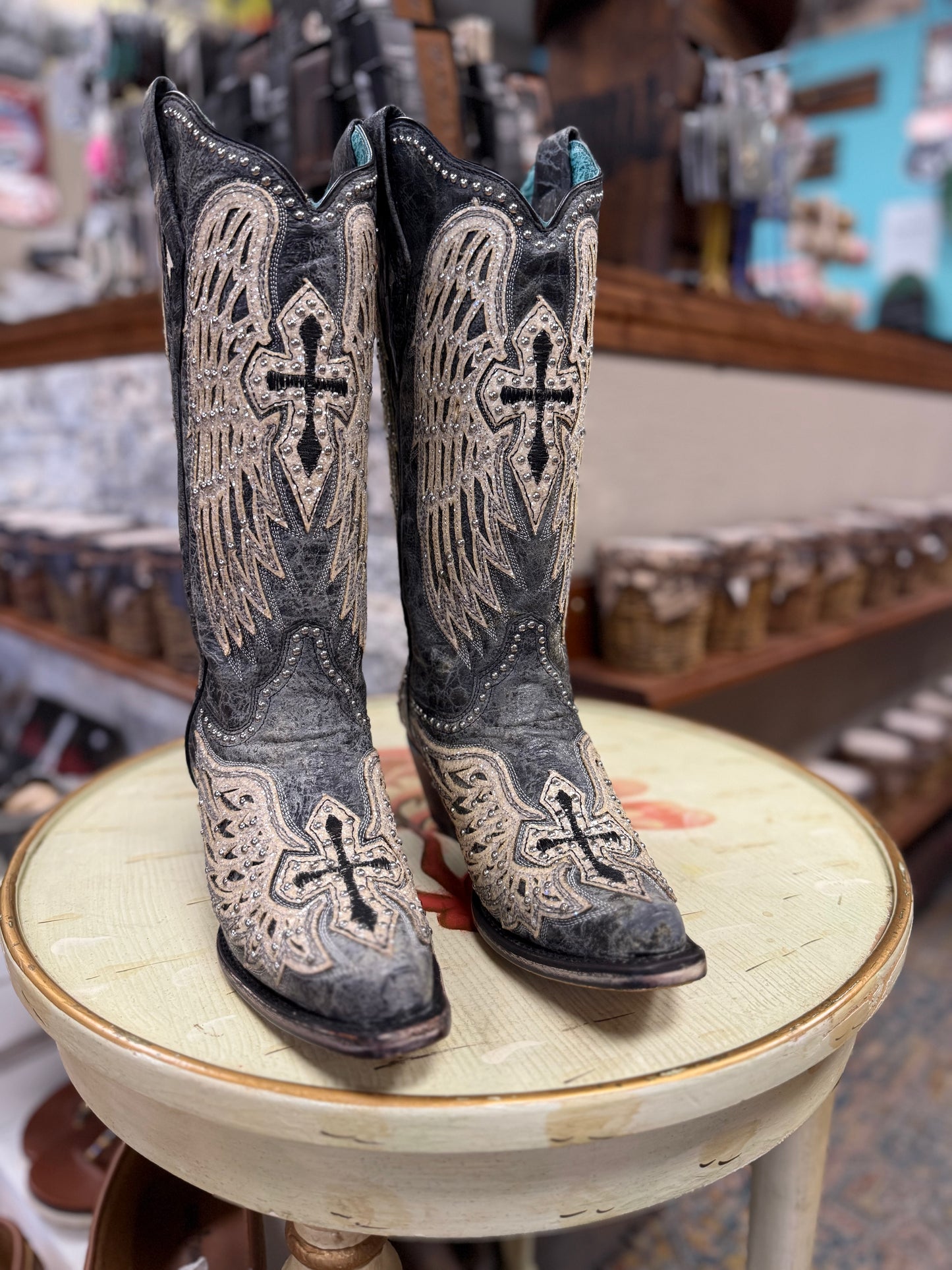 Corral Women's Cross & Wings Overlay Western Boots - Snip Toe