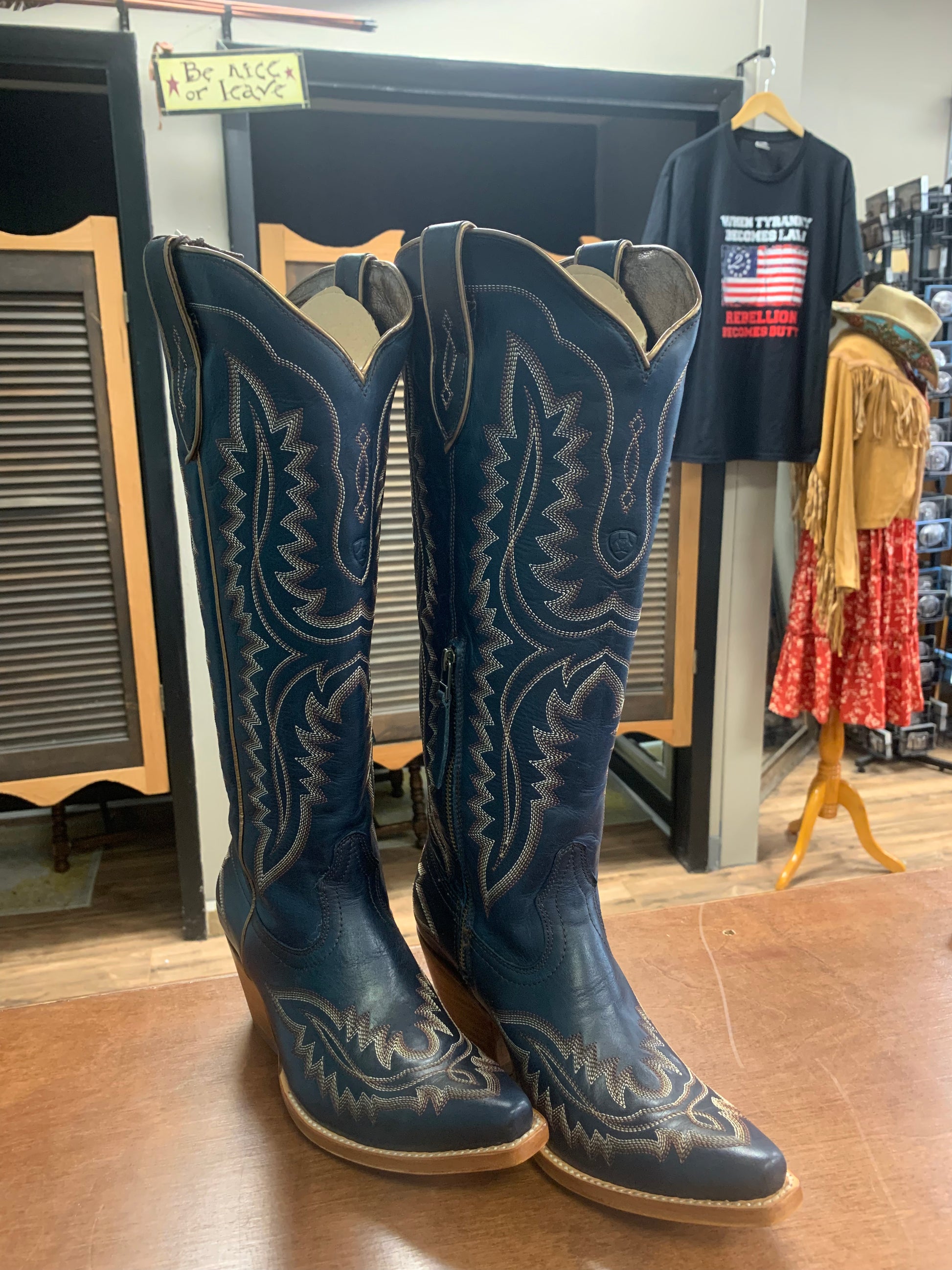 ARIAT WOMEN S CASANOVA TALL WESTERN BOOTS NAVY BLUE SNIP TOE Boot N Shoot