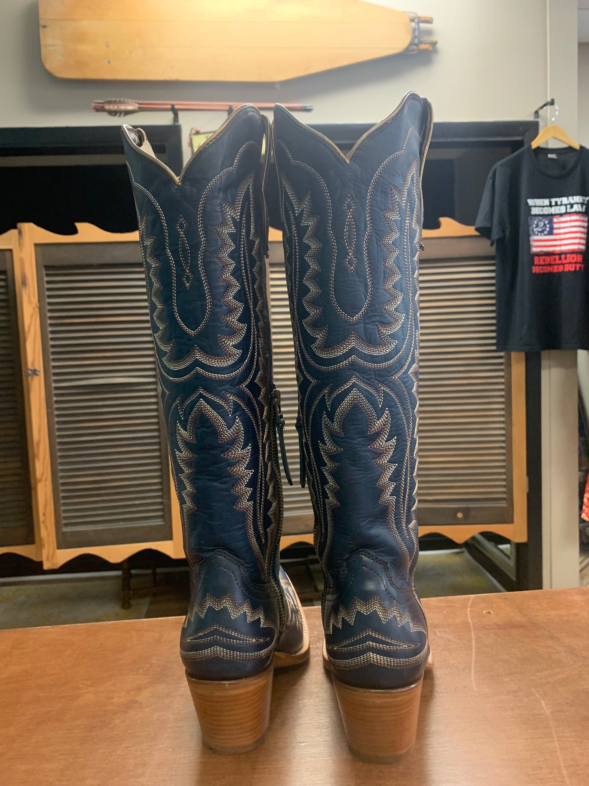 Toe Womens Navy Cowboy Boots Boots Wide Calf Women's Casanova X