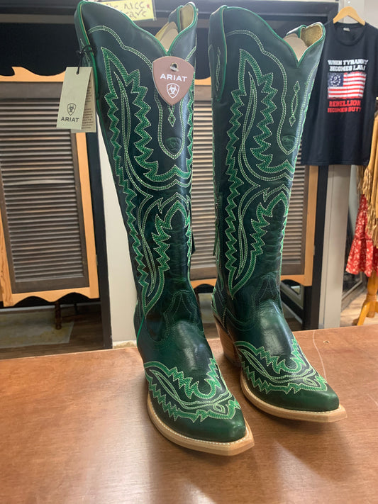 ARIAT WOMEN'S CASANOVA TALL WESTERN BOOTS LUCKY GREEN - SNIP TOE