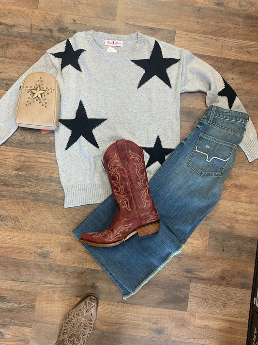 Star Pattern Sweater Crew Neck