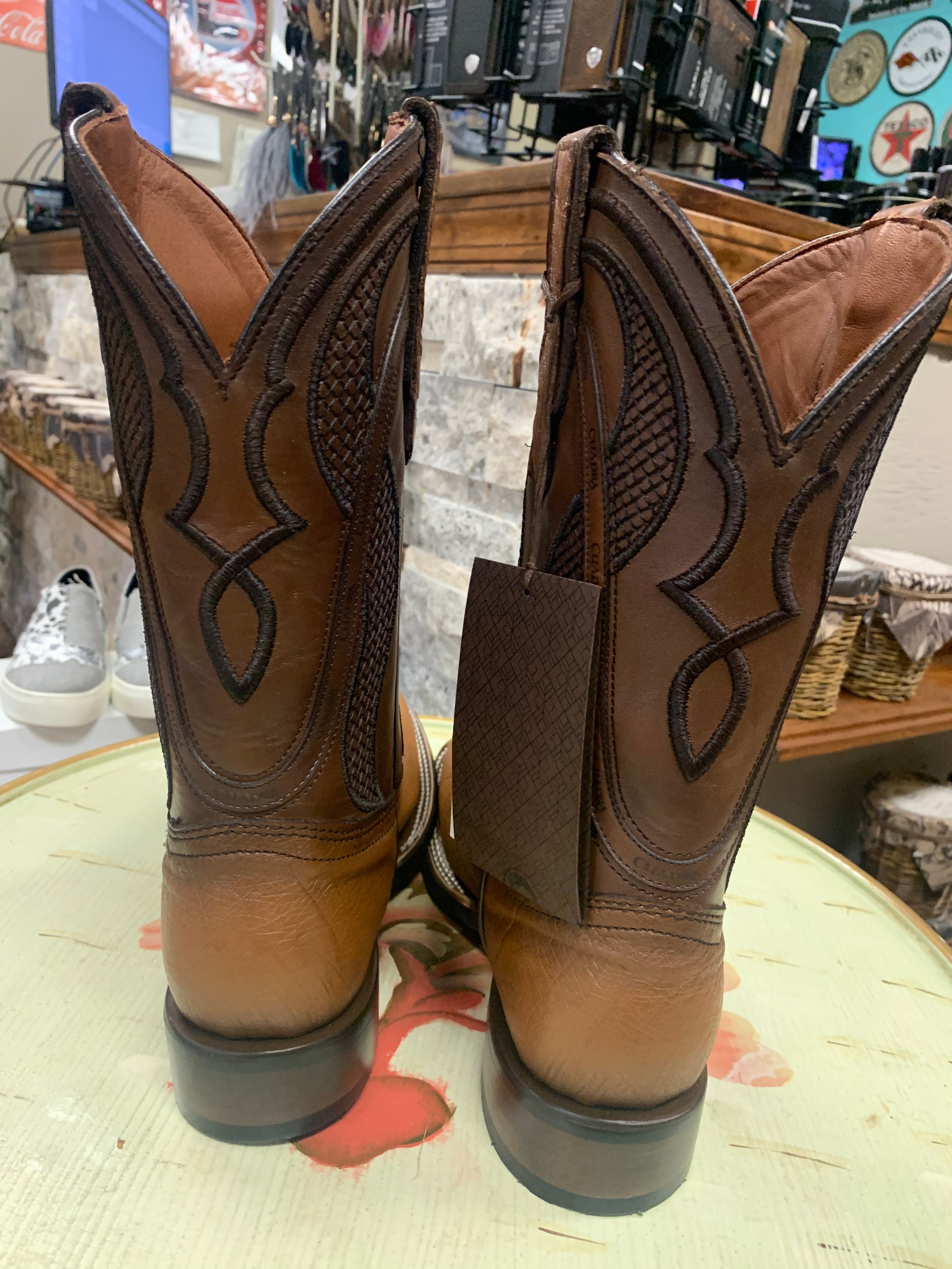 Cuadra Honey Ostrich Bovine Leather Laser Woven Square Toe