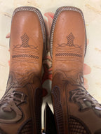 Cuadra Honey Ostrich Bovine Leather Laser Woven Square Toe