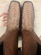 CORRAL MENS TAUPE PYTHON EMBROIDERY SQUARE TOE