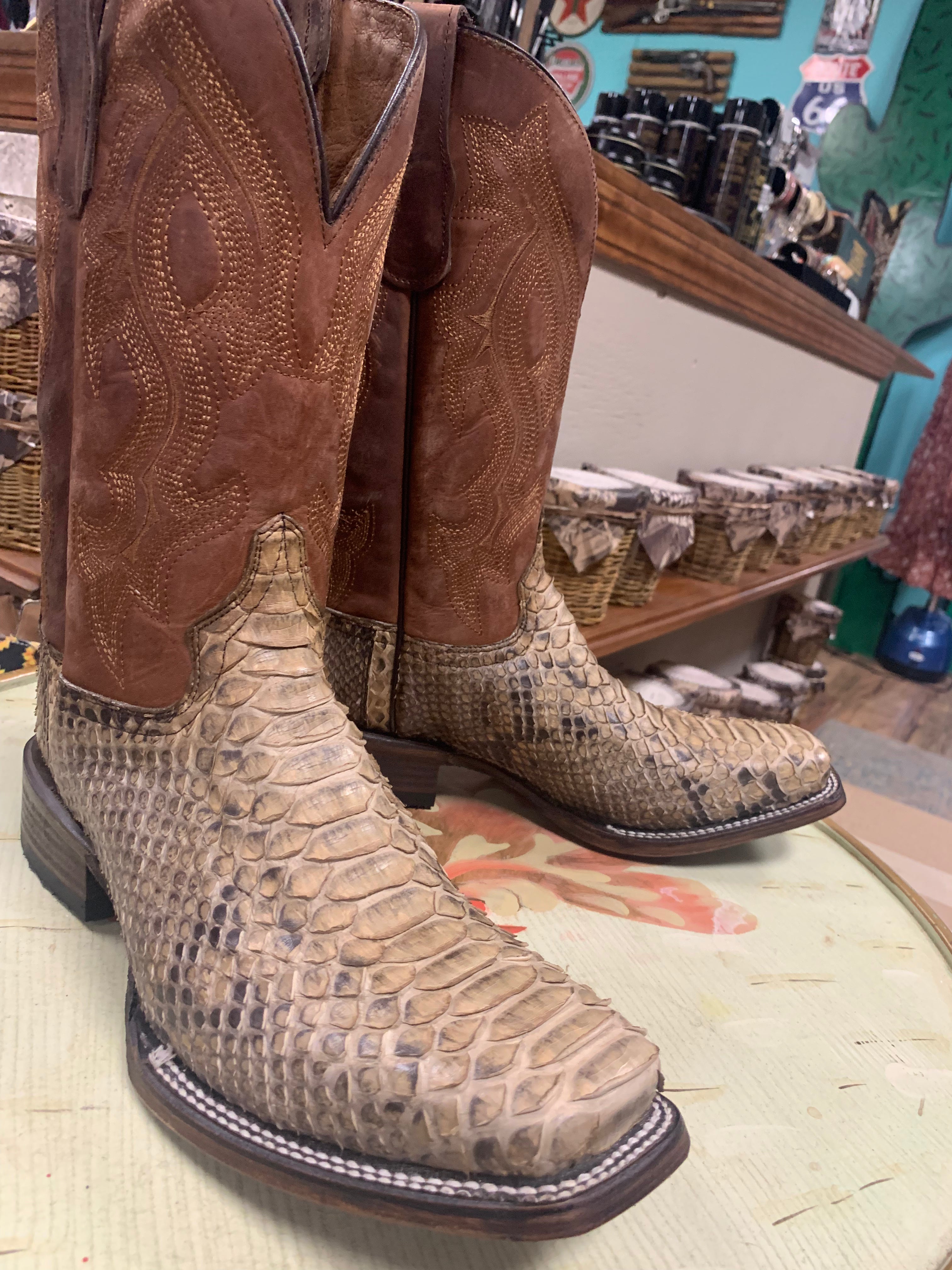 CORRAL MENS TAUPE PYTHON EMBROIDERY SQUARE TOE – Boot N Shoot