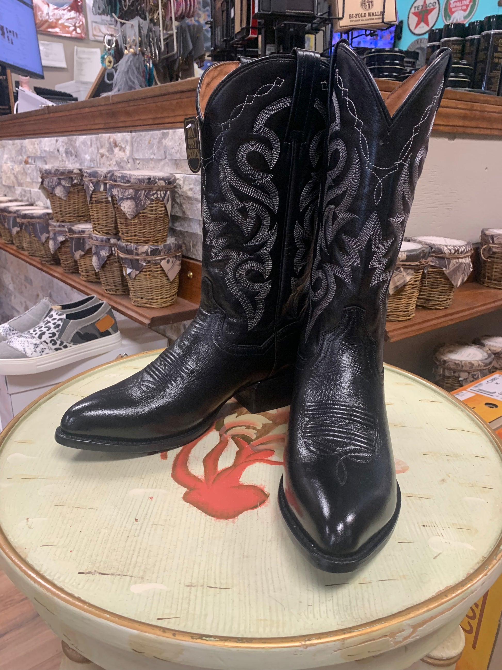 DAN POST MEN'S BLACK MIGNON WESTERN BOOTS MEDIUM TOE