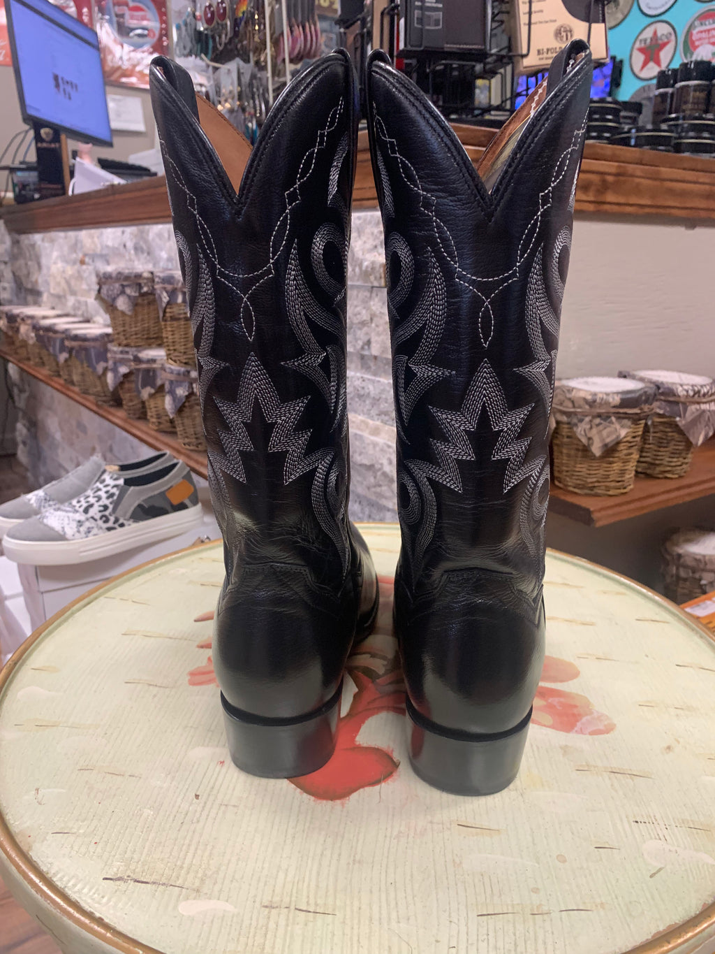 DAN POST MEN'S BLACK MIGNON WESTERN BOOTS - MEDIUM TOE