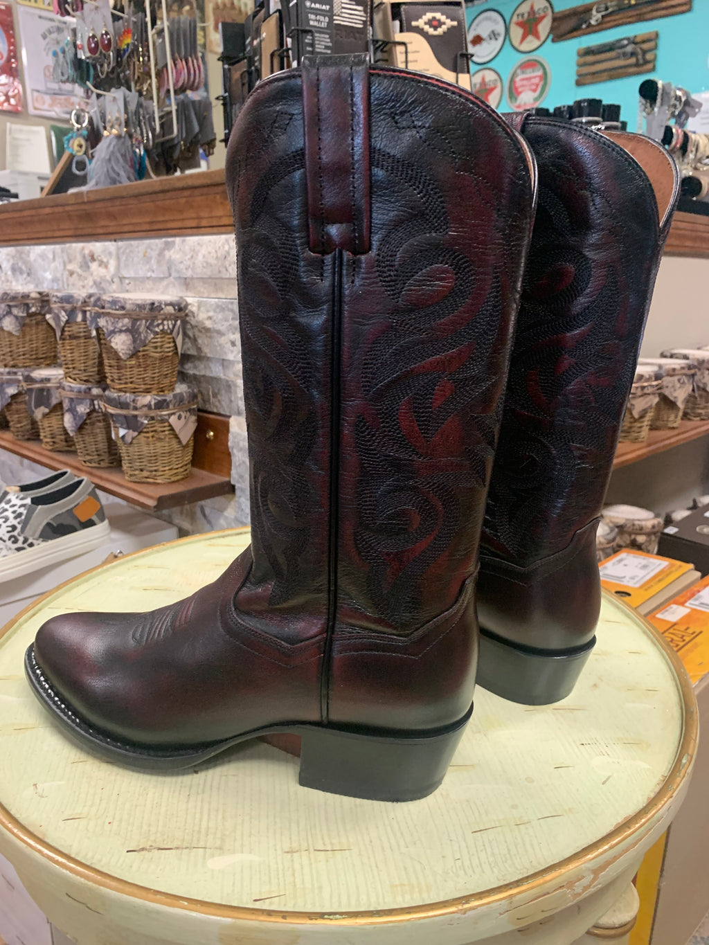 DAN POST MEN'S BLACK CHERRY MIGNON WESTERN BOOTS - MEDIUM TOE