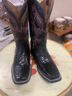 Corral Men's Black Python Embroidery Square Toe