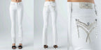 Miss Me White Crossed Lines Mid-Rise Bootcut Women's Denim Jeans