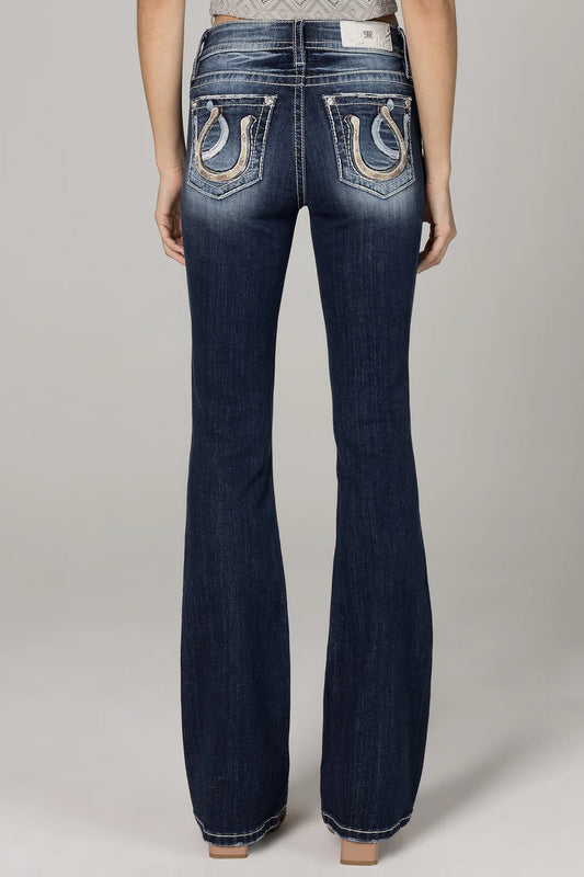 Miss Me Double Horseshoe Mid-Rise Bootcut Jeans