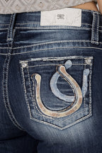 Miss Me Double Horseshoe Mid-Rise Bootcut Jeans
