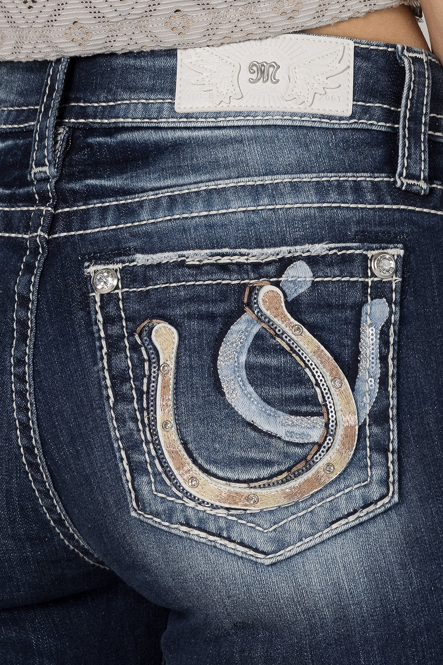 Miss Me Double Horseshoe Mid-Rise Bootcut Jeans