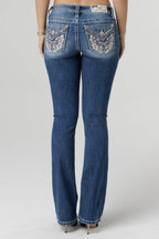 Miss Me Medium Bootcut Americana Feathers Bootcut Jeans M5082B166V