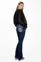Miss Me Laser Leaves Longhorn Mis-Rise Bootcut Jeans