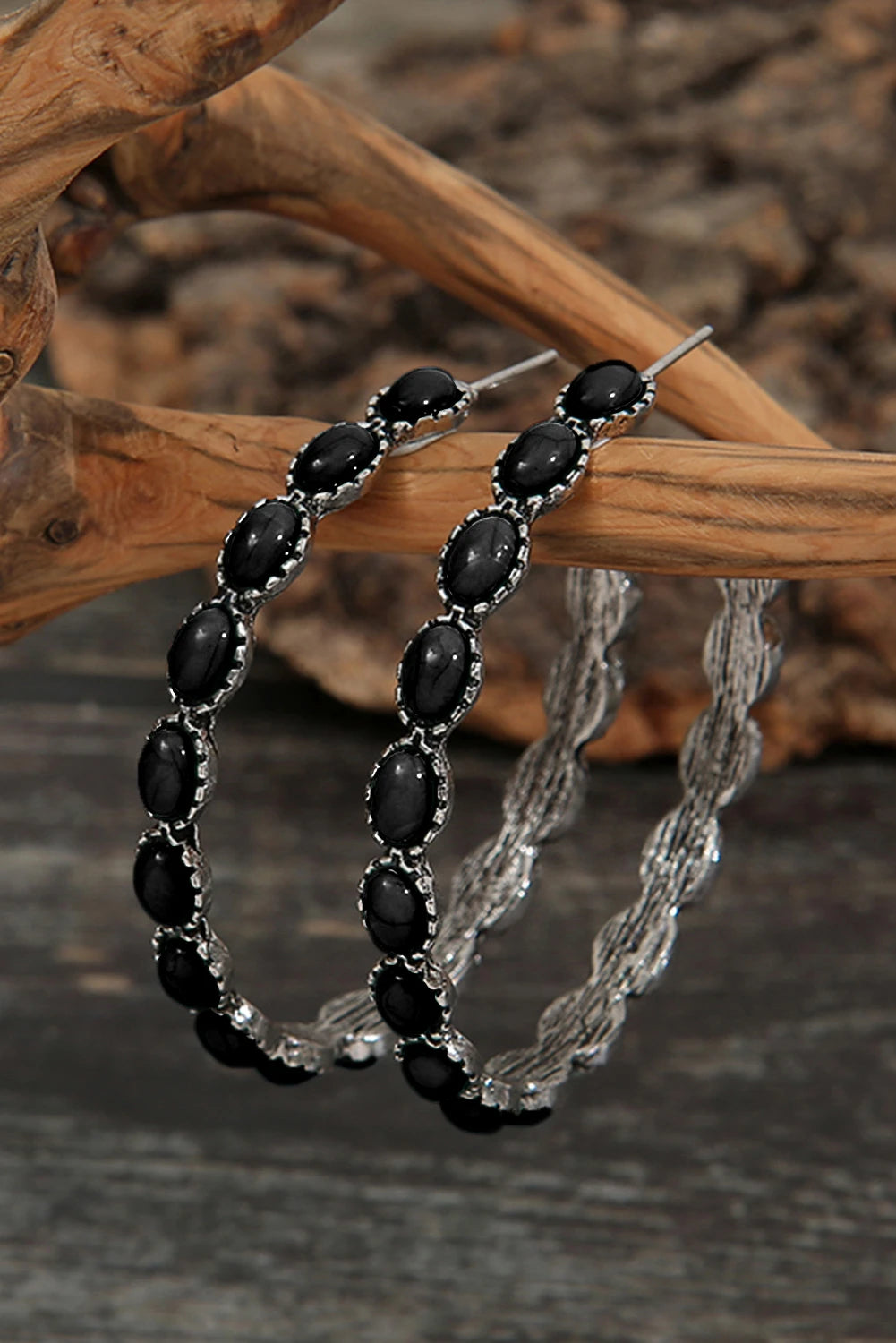 black silver hoop earring