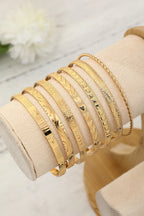 Textured Plated Open Alloy Bangle Set