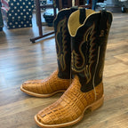 R Watson Saddle Hornback Caiman Tail Square Toe Boots RW3010-2