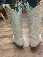 Corral Ladies Bone Crystal Embroidered White Snip Toe Boots Z5123