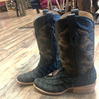 Corral Men's Black Pirarucu Embroidery Horseman Toe Western Cowboy Boots A4339