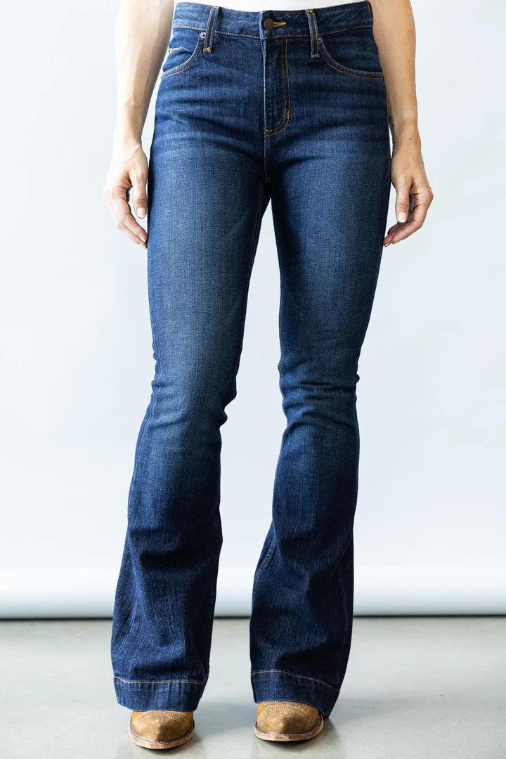 Kimes Ranch Women's Dark Wash Jennifer High Rise Wide Flare Jeans