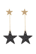 BLACK DANGLING GLITTER STAR EARRINGS - Boot N Shoot