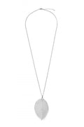 LIGHT SILVER LARGE LEAF PENDANT NECKLACE - Boot N Shoot