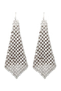 RHODIUM FLOPPY CONE SQUARE SHAPE DROP EARRINGS - Boot N Shoot