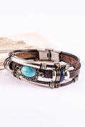 Brown Turquoise Faux Leather Bracelet