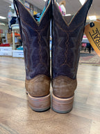 Corral Ladies Sand/Purple Embroidery Square Toe Boots A4252