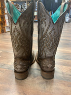 Corral Tan Overlay Embroidery Square Toe C3769 - Boot N Shoot
