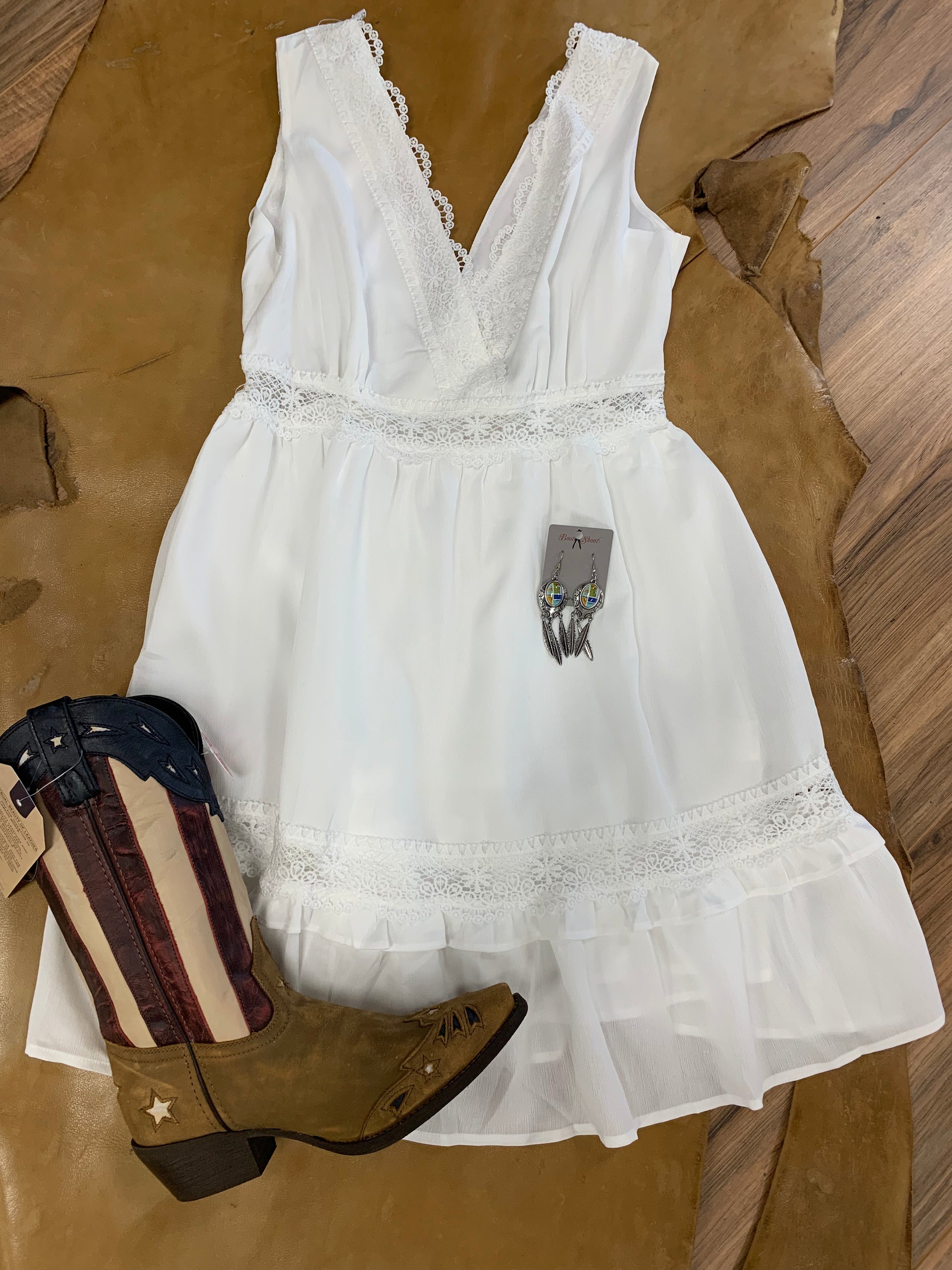 White Lace Crochet Sleeveless Dress