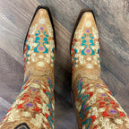 CIRCLE G BY CORRAL WOMEN'S FLORAL EMBROIDERY SNIP TOE WESTERN BOOTS - L2065