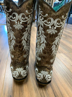 CORRAL WOMEN'S GLOW WHITE EMBROIDERED WESTERN BOOTS - SNIP TOE A3753 - Boot N Shoot