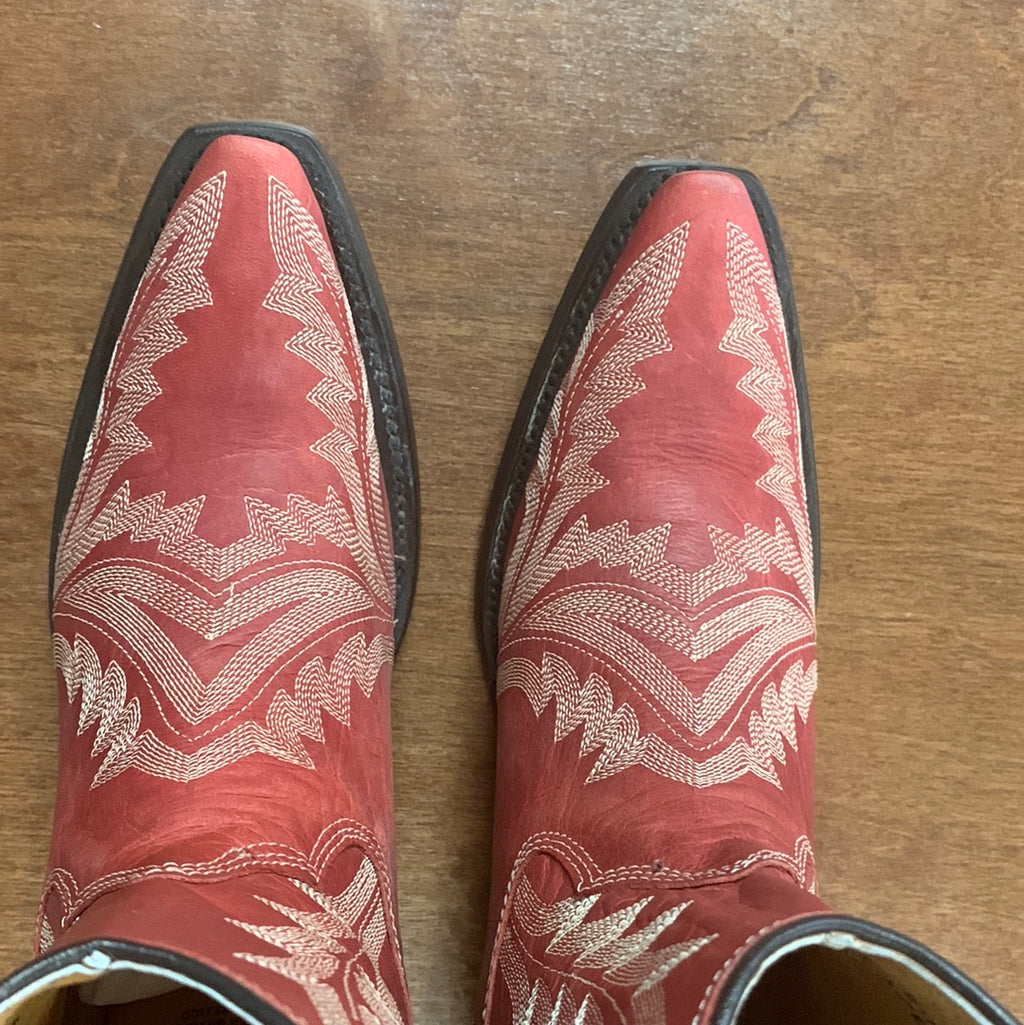 CORRAL  Circle G by Corral Women's Red Embroidery & Zipper Cowgirl Ankle Bootie L5704