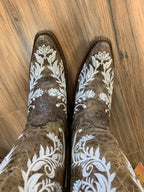 CORRAL WOMEN'S GLOW WHITE EMBROIDERED WESTERN BOOTS - SNIP TOE A3753