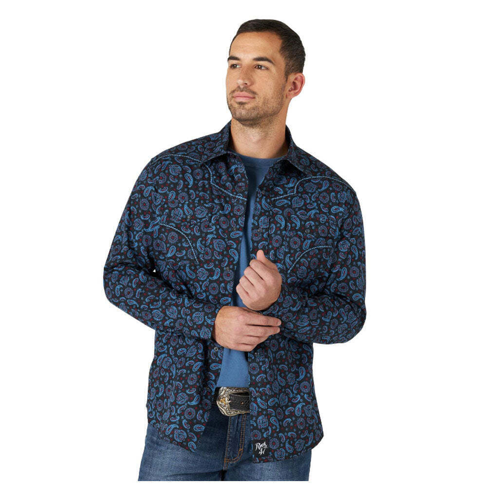 Rock 47 Wrangler Men's Western Shirt Moonlight Ocean | Buy Western ...